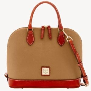 DOONEY & BOURKE | Tan Brown Elephant Pebble Leather Zip Zip Crossbody Bag